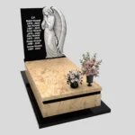 Nagrobek pojedynczy z rzeźbą anioła o delikatnej formie z granitu CK 168 zdjęcie 41