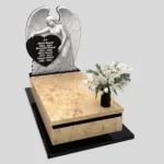 Nagrobek pojedynczy z artystyczną rzeźbą anioła o otwartych skrzydłach z granitu CK 167 zdjęcie 40