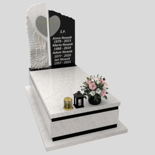 Nagrobki Warszawa-Nagrobek pojedyncze z rzeźbą skrzydła i serca CK 164 wzór 26