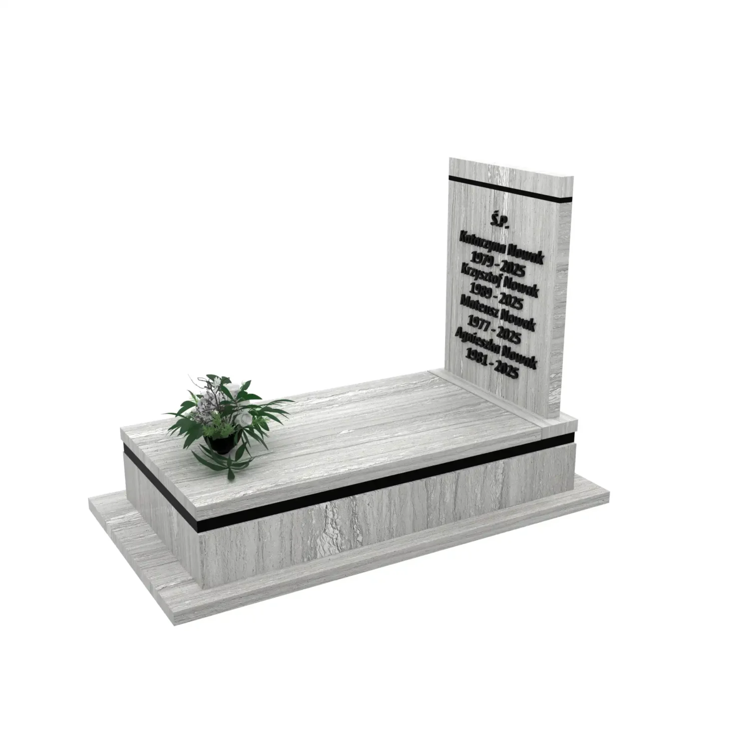 Nagrobek pojedynczy z tablicą o klasycznej formie z granitu CK 165+360 – photo №2