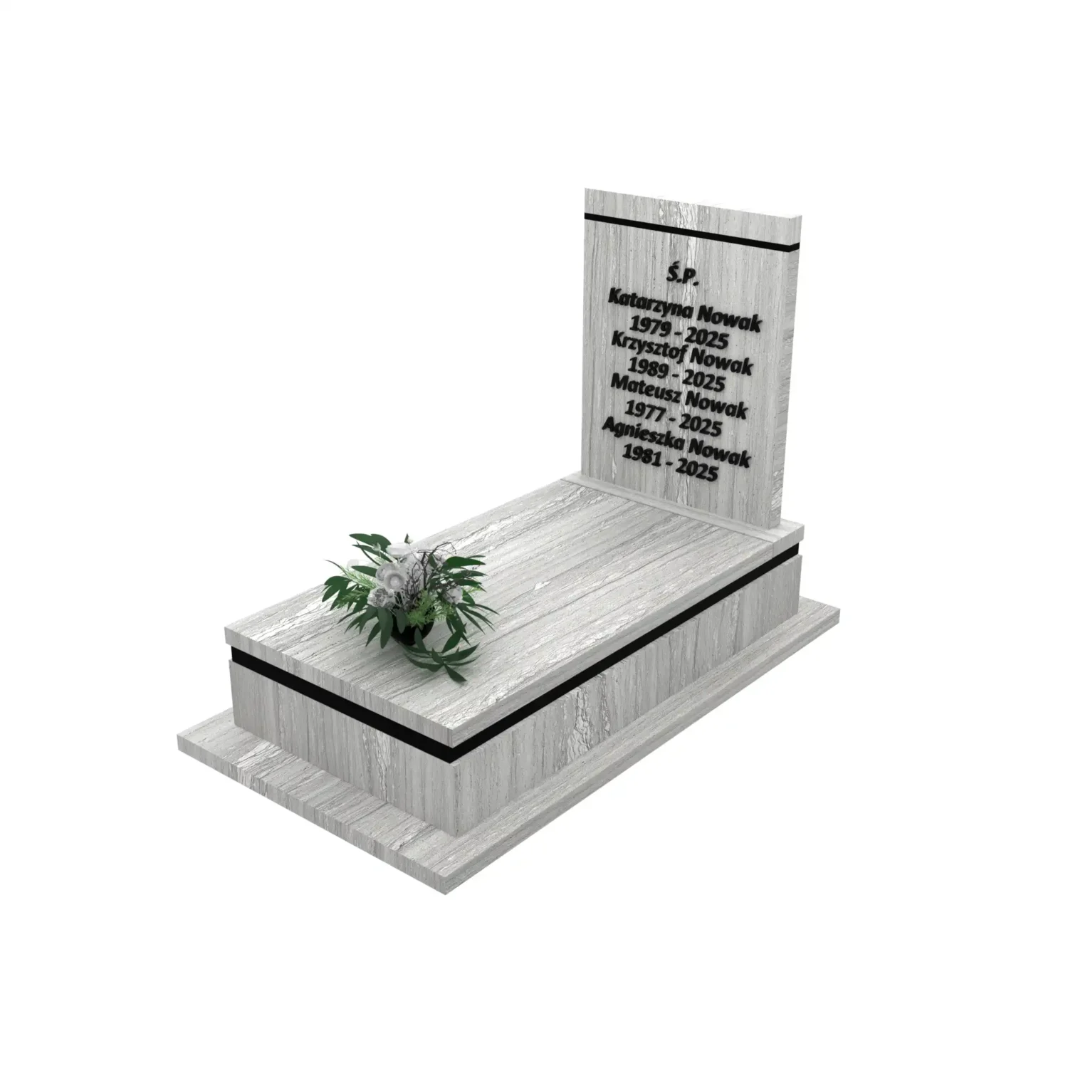 Nagrobek pojedynczy z tablicą o klasycznej formie z granitu CK 165+360 – photo №1