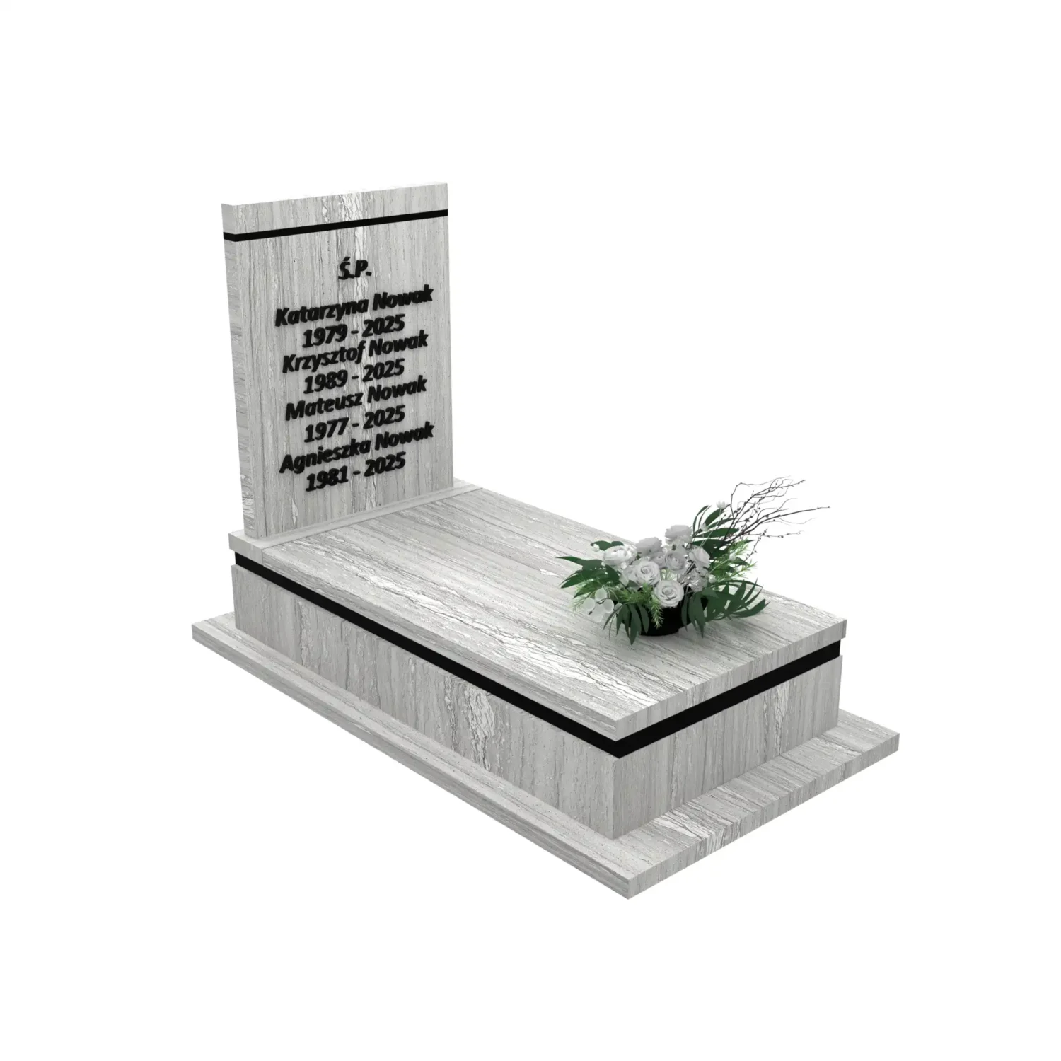 Nagrobek pojedynczy z tablicą o klasycznej formie z granitu CK 165+360 – photo №11
