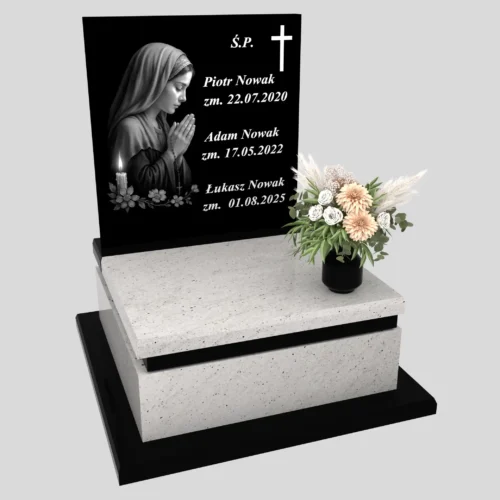 Nagrobki Warszawa-Nagrobek urnowy U z grawerem Matki Boskiej 111 wzór 25