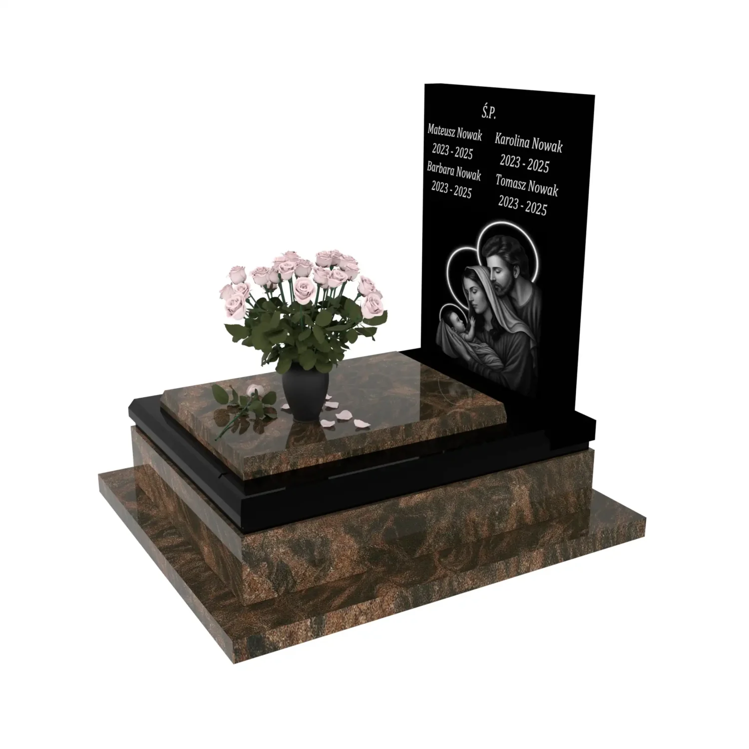 Nagrobek dla dziecka z grawerem Matki Bożej, Jezusa i dzieciątka D 69+360 – photo №2