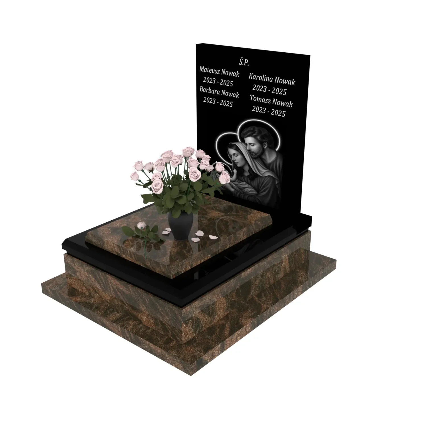 Nagrobek dla dziecka z grawerem Matki Bożej, Jezusa i dzieciątka D 69+360 – photo №1