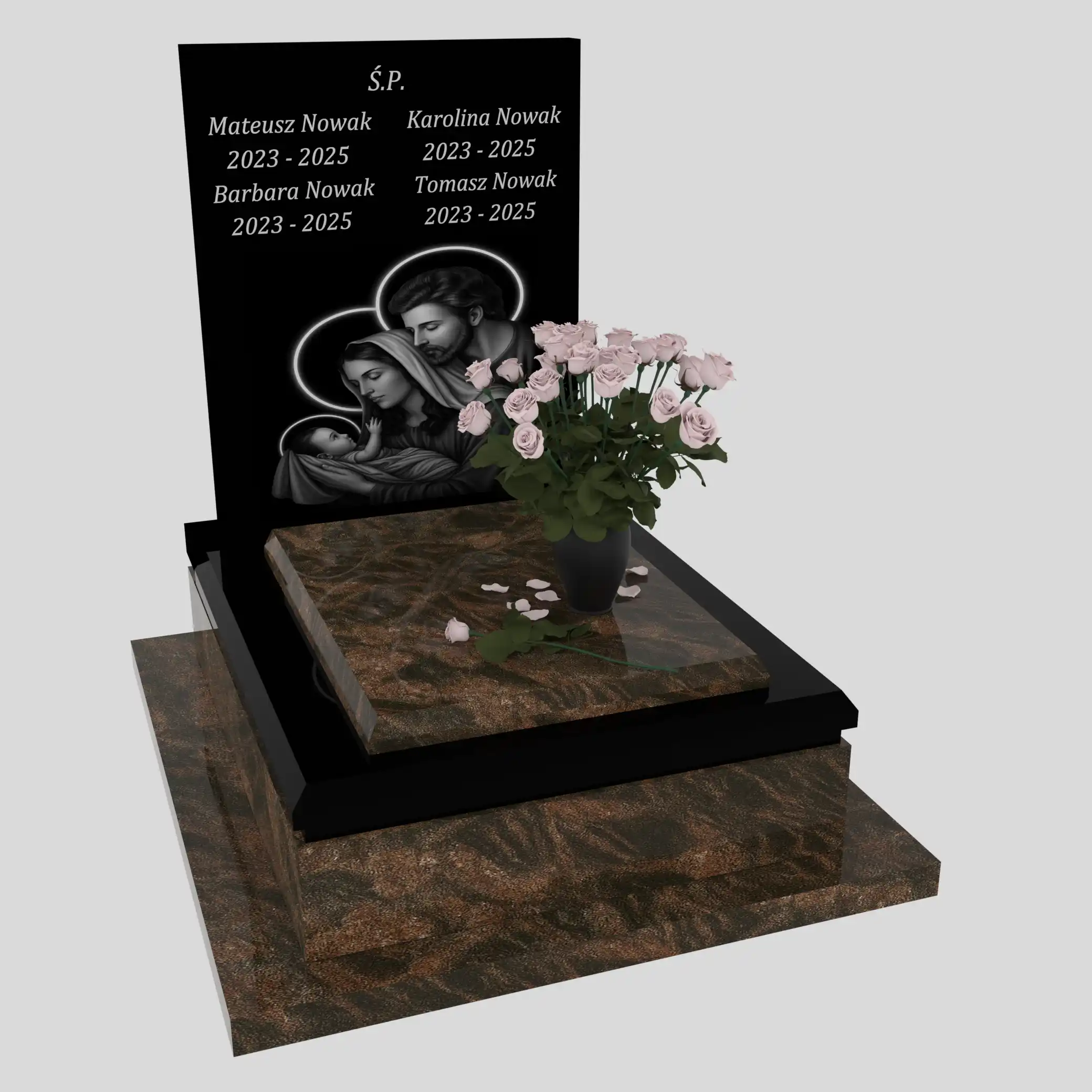 Nagrobek dla dziecka z grawerem Matki Bożej, Jezusa i dzieciątka D 69 zdjęcie 33