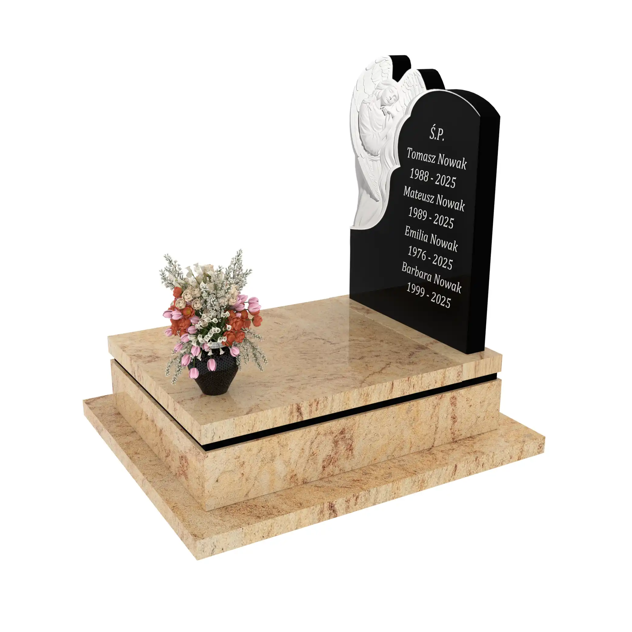 Nagrobek urnowy z artystyczną rzeźbą anioła z granitu U 112+360 – photo №2
