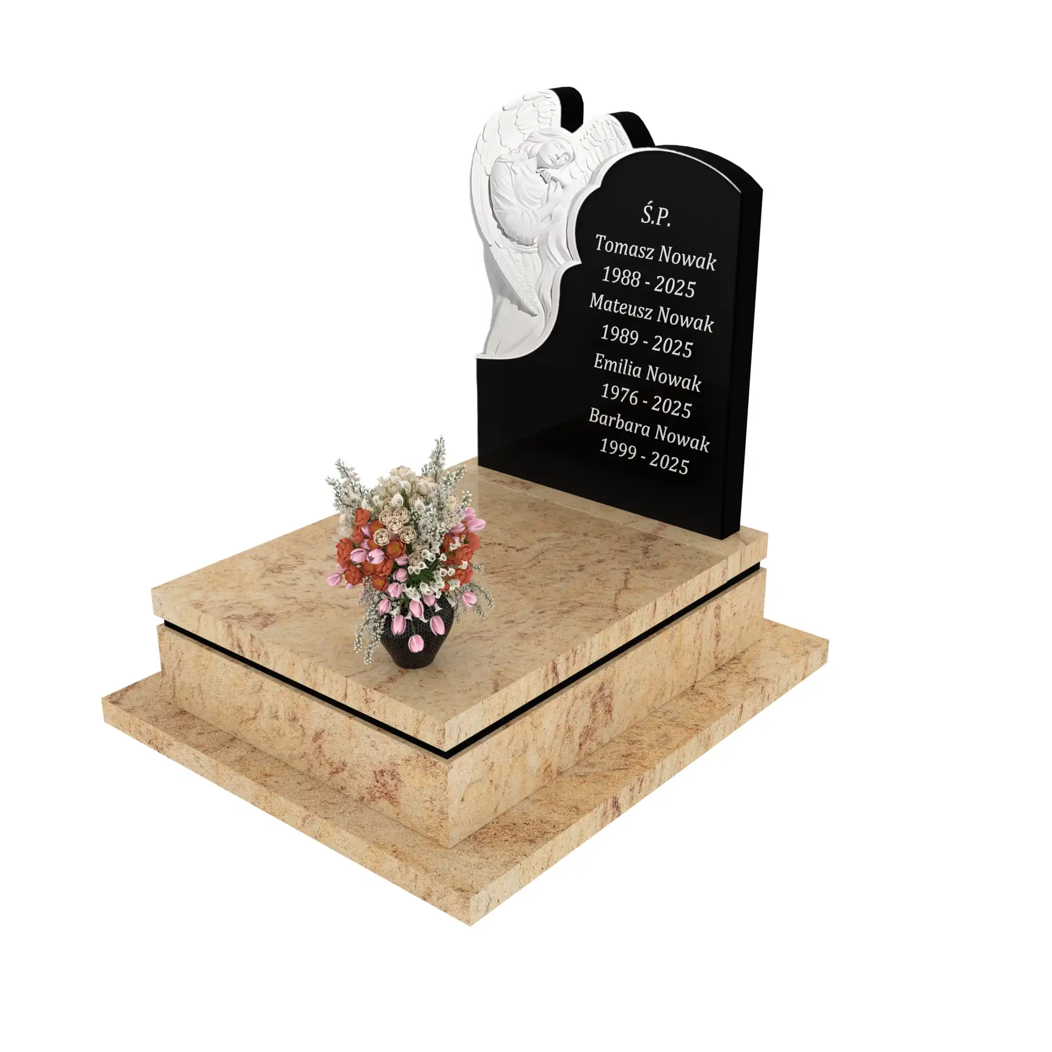 Nagrobek urnowy z artystyczną rzeźbą anioła z granitu U 112+360 – photo №1
