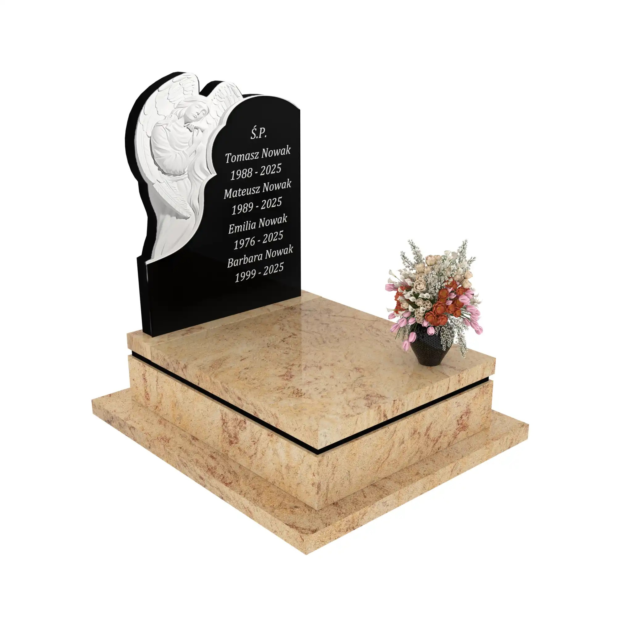Nagrobek urnowy z artystyczną rzeźbą anioła z granitu U 112+360 – photo №11