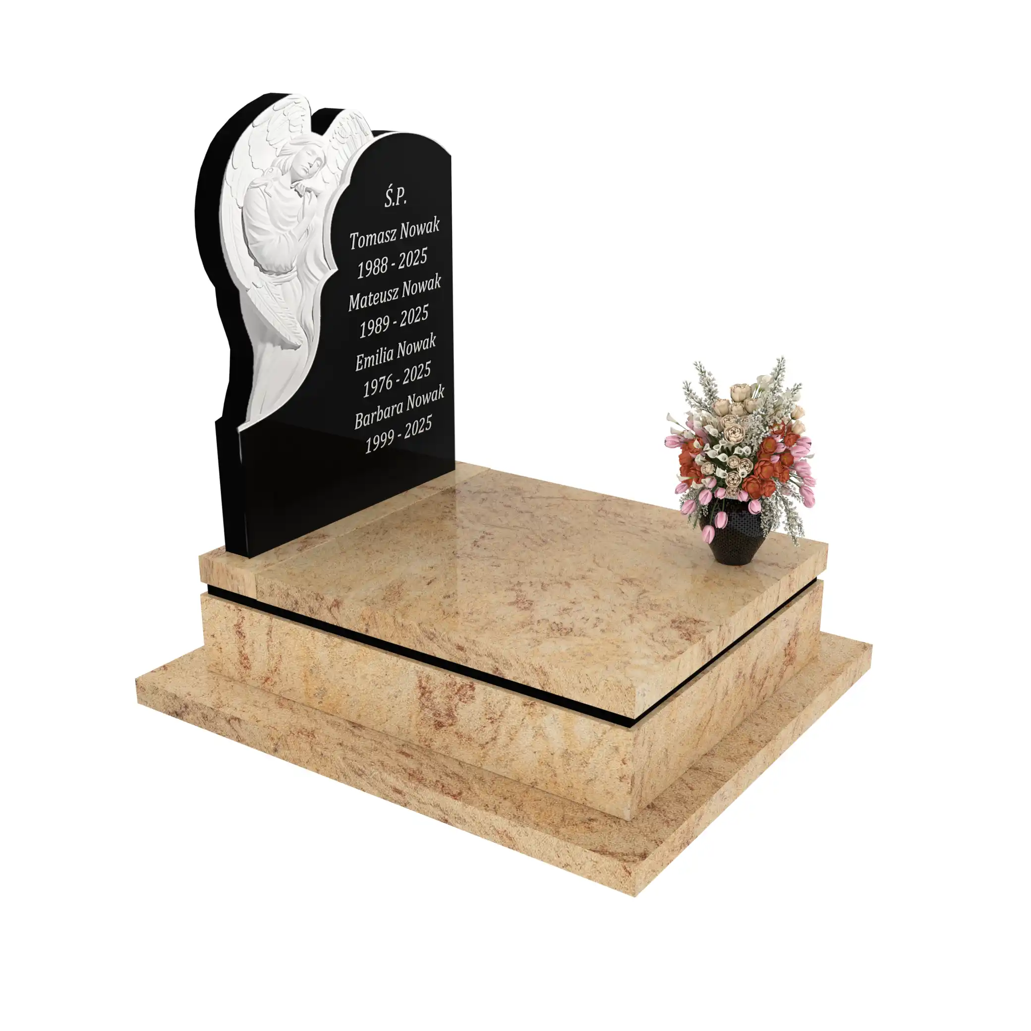 Nagrobek urnowy z artystyczną rzeźbą anioła z granitu U 112+360 – photo №10