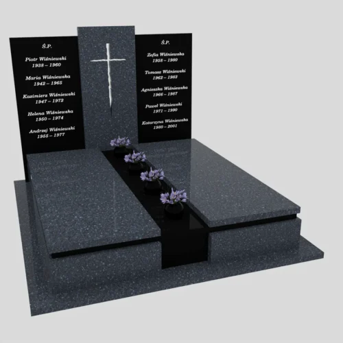 Nagrobki Warszawa nagrobki podwójne z rzeźbionym krzyżem z granitu CK 113