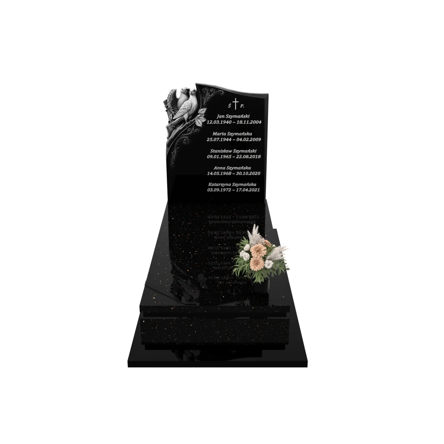 Nagrobek pojedynczy z grawerem dwóch gołębi CK 176+360 – photo №12
