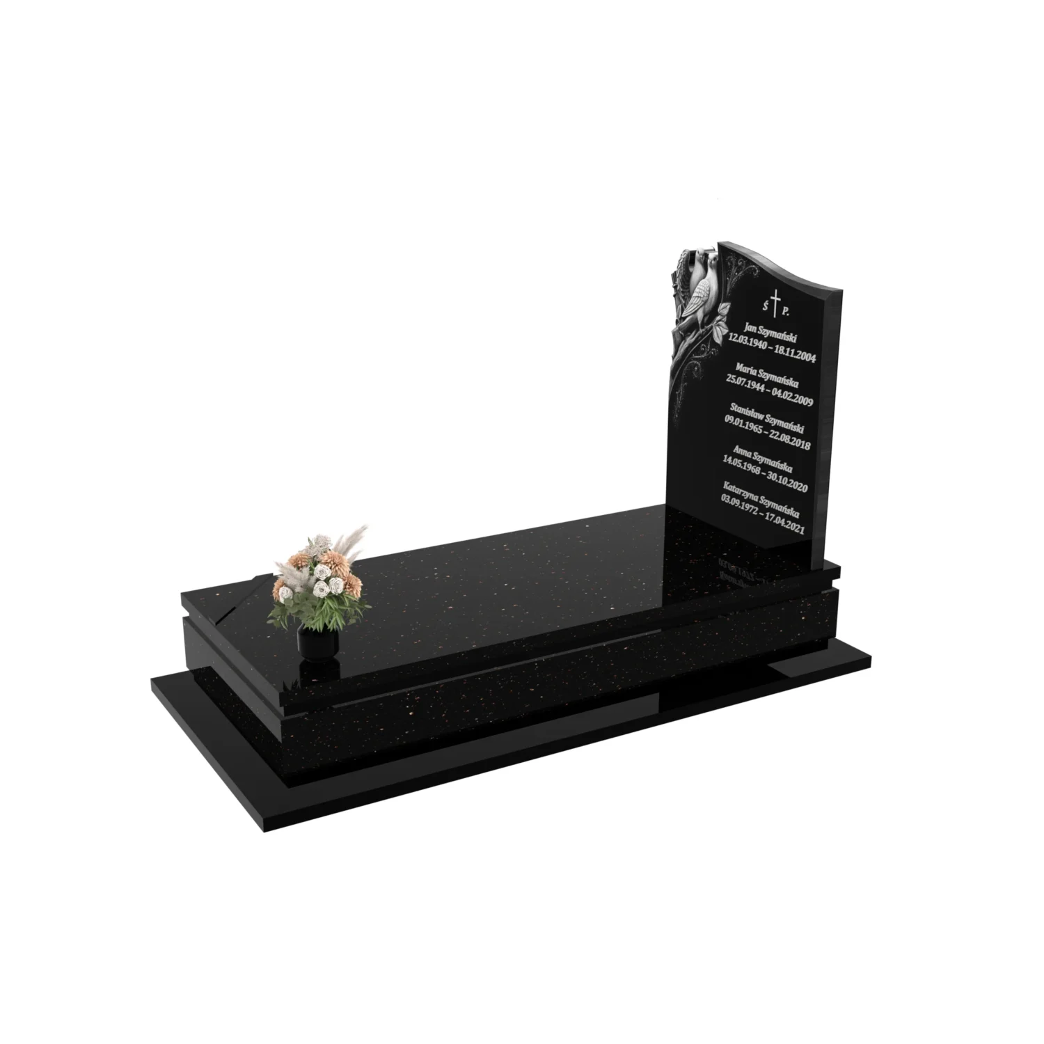 Nagrobek pojedynczy z grawerem dwóch gołębi CK 176+360 – photo №2