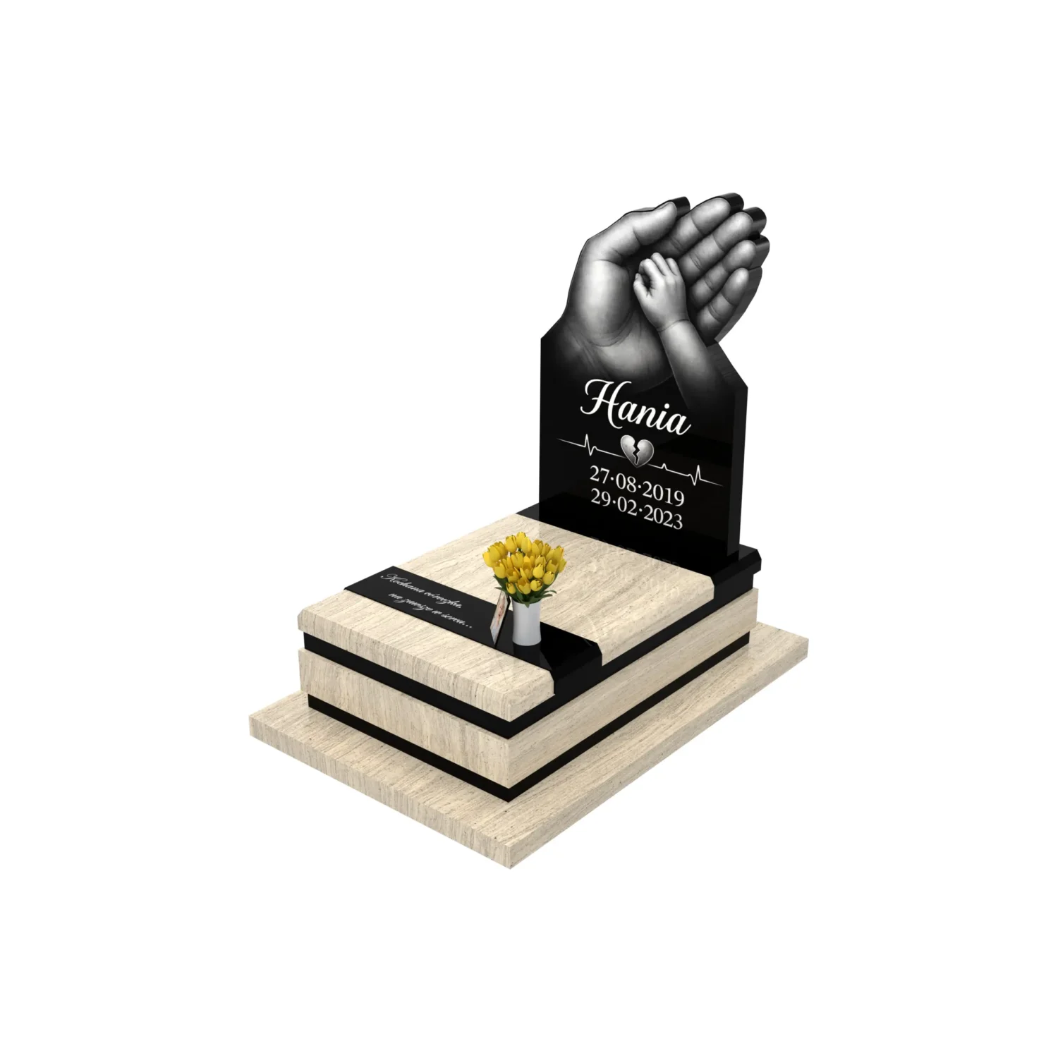 Nagrobek dziecięcy z motywem grawerowanych dłoni D 81+360 – photo №11