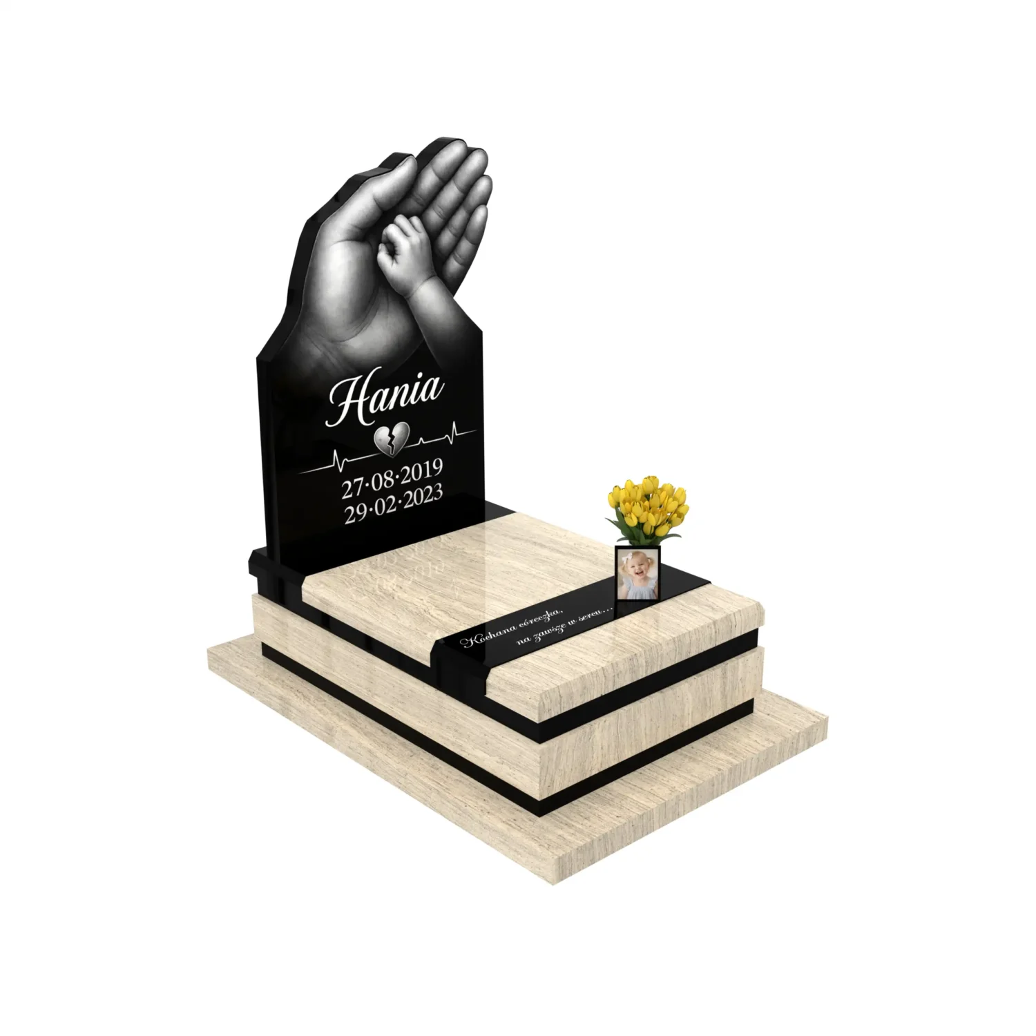 Nagrobek dziecięcy z motywem grawerowanych dłoni D 81+360 – photo №2