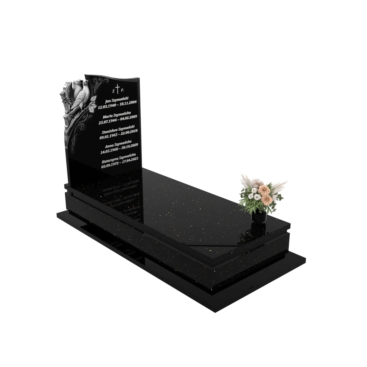 Nagrobek pojedynczy z grawerem dwóch gołębi CK 176+360 – photo №11