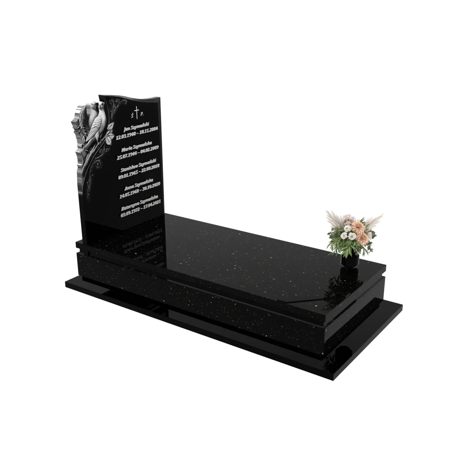 Nagrobek pojedynczy z grawerem dwóch gołębi CK 176+360 – photo №10