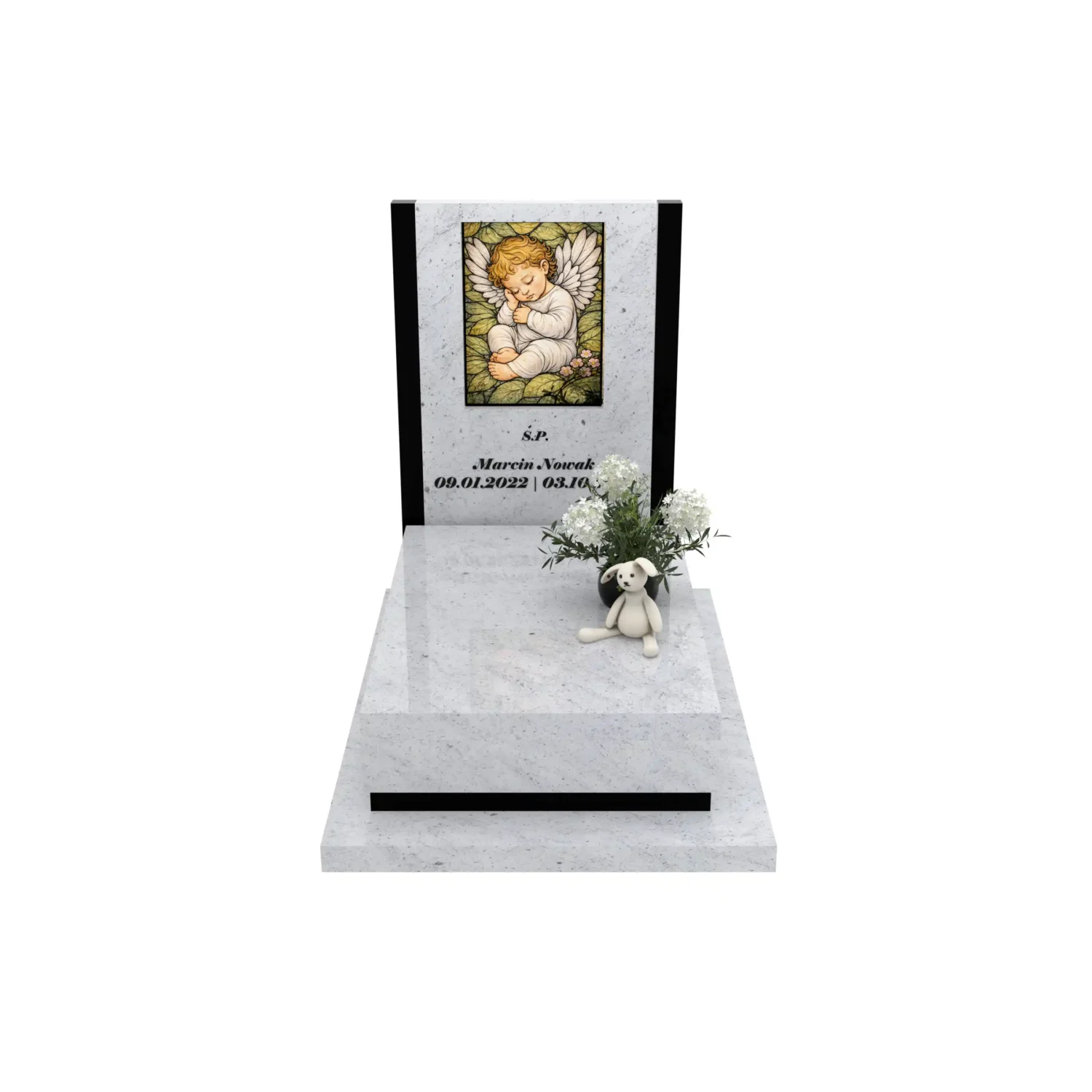 Nagrobek dla dziecka z witrażem aniołka – forma nowoczesna D 82+360 – photo №12
