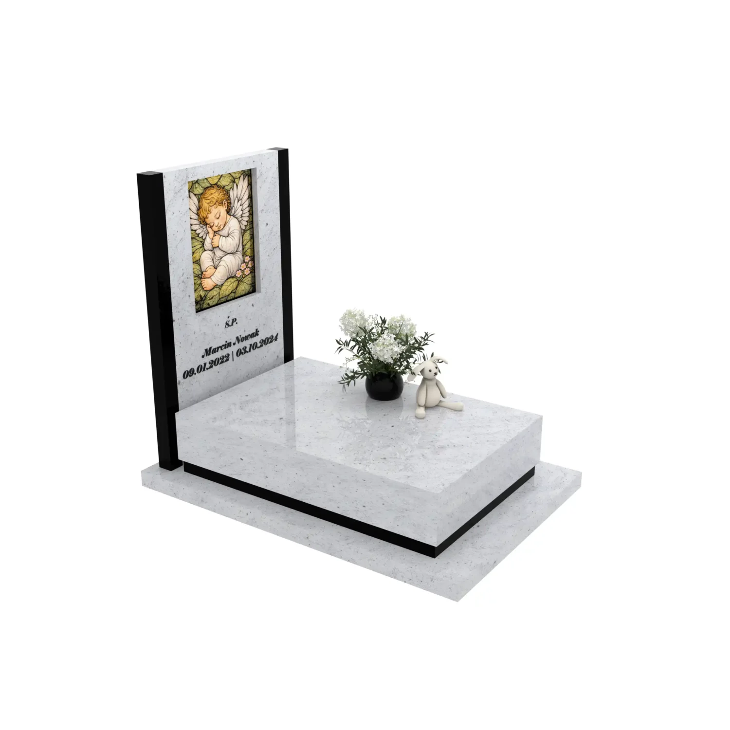 Nagrobek dla dziecka z witrażem aniołka – forma nowoczesna D 82+360 – photo №10