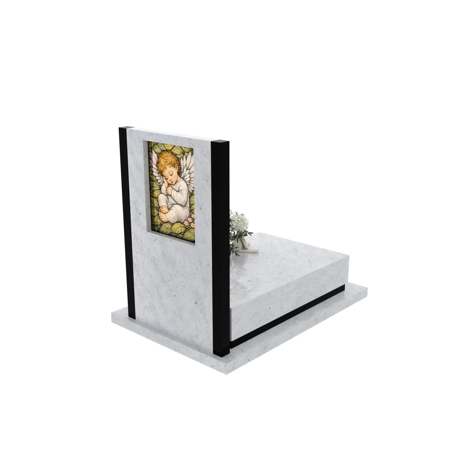 Nagrobek dla dziecka z witrażem aniołka – forma nowoczesna D 82+360 – photo №7