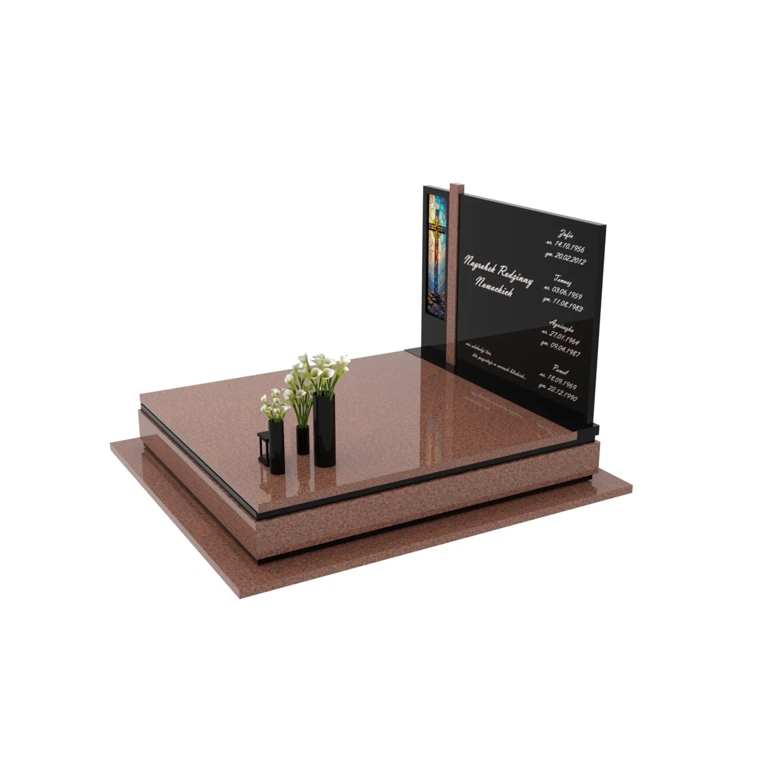 Nagrobek podwójny z witrażem krzyża KD 70+360 – photo №2