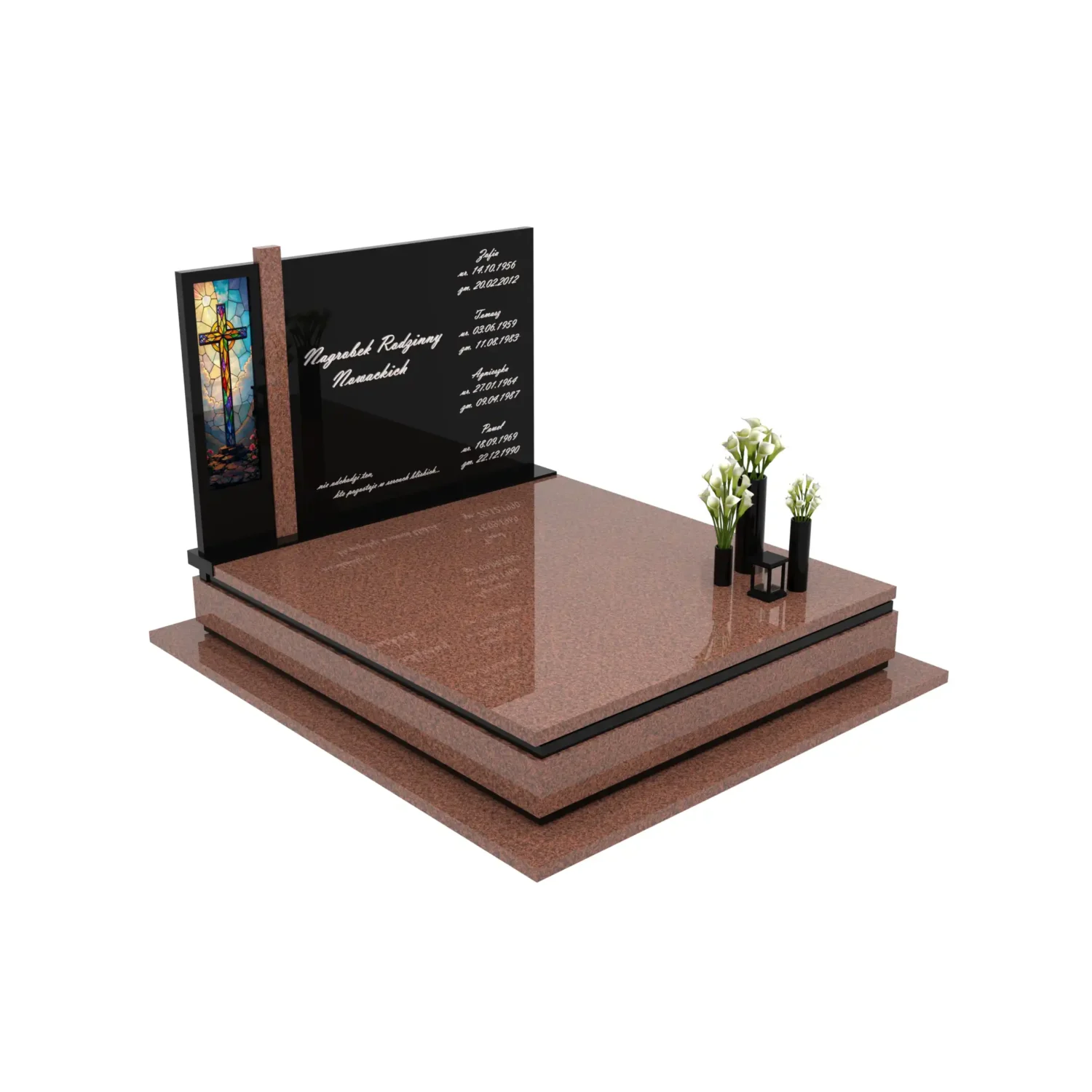 Nagrobek podwójny z witrażem krzyża KD 70+360 – photo №11