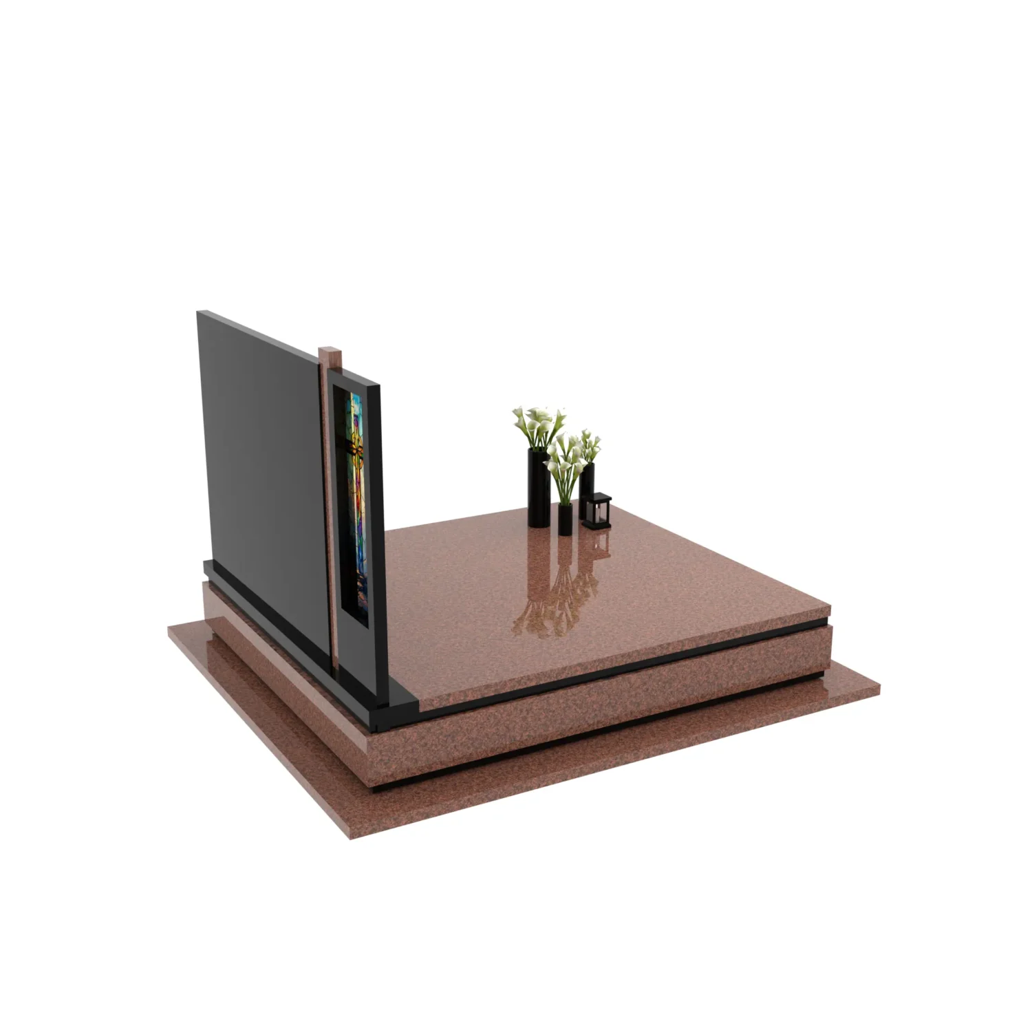 Nagrobek podwójny z witrażem krzyża KD 70+360 – photo №8