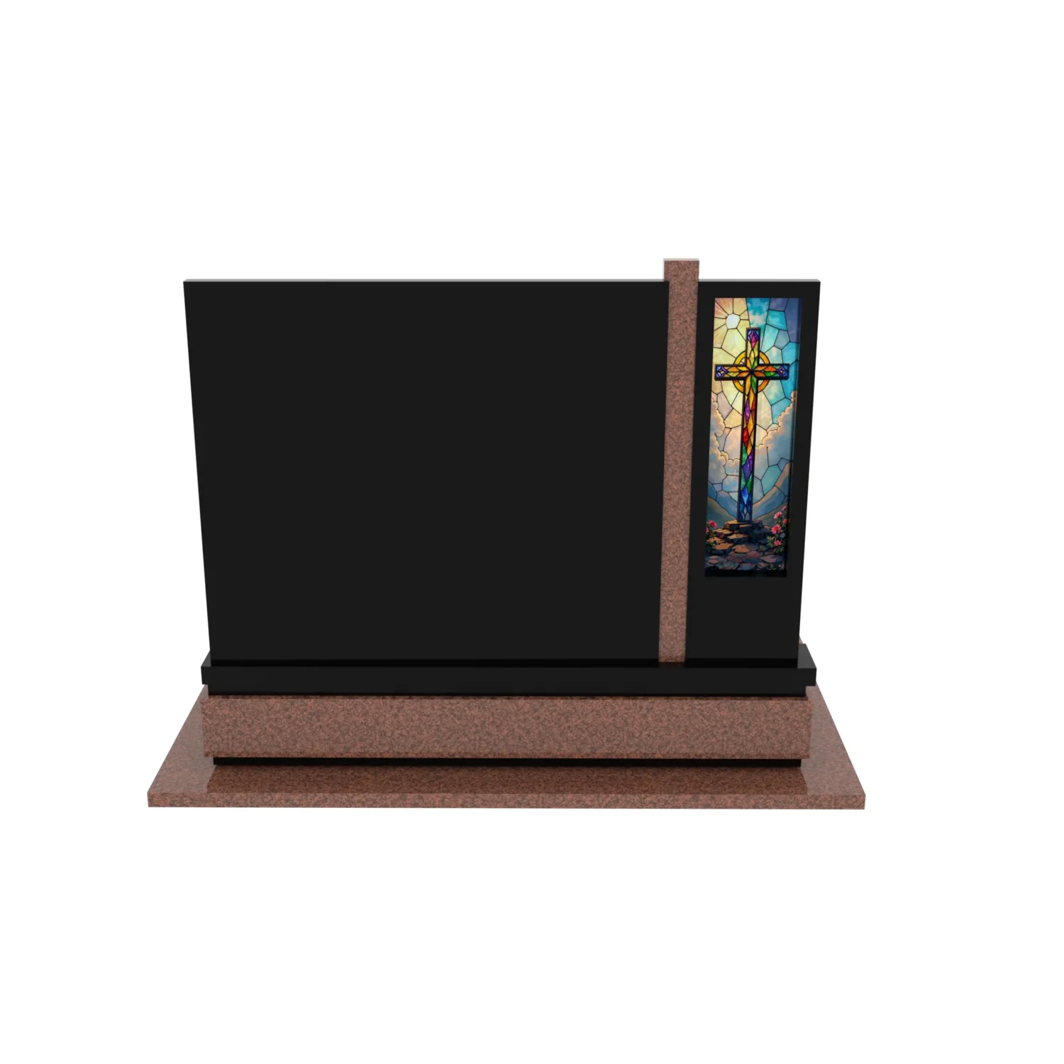 Nagrobek podwójny z witrażem krzyża KD 70+360 – photo №6