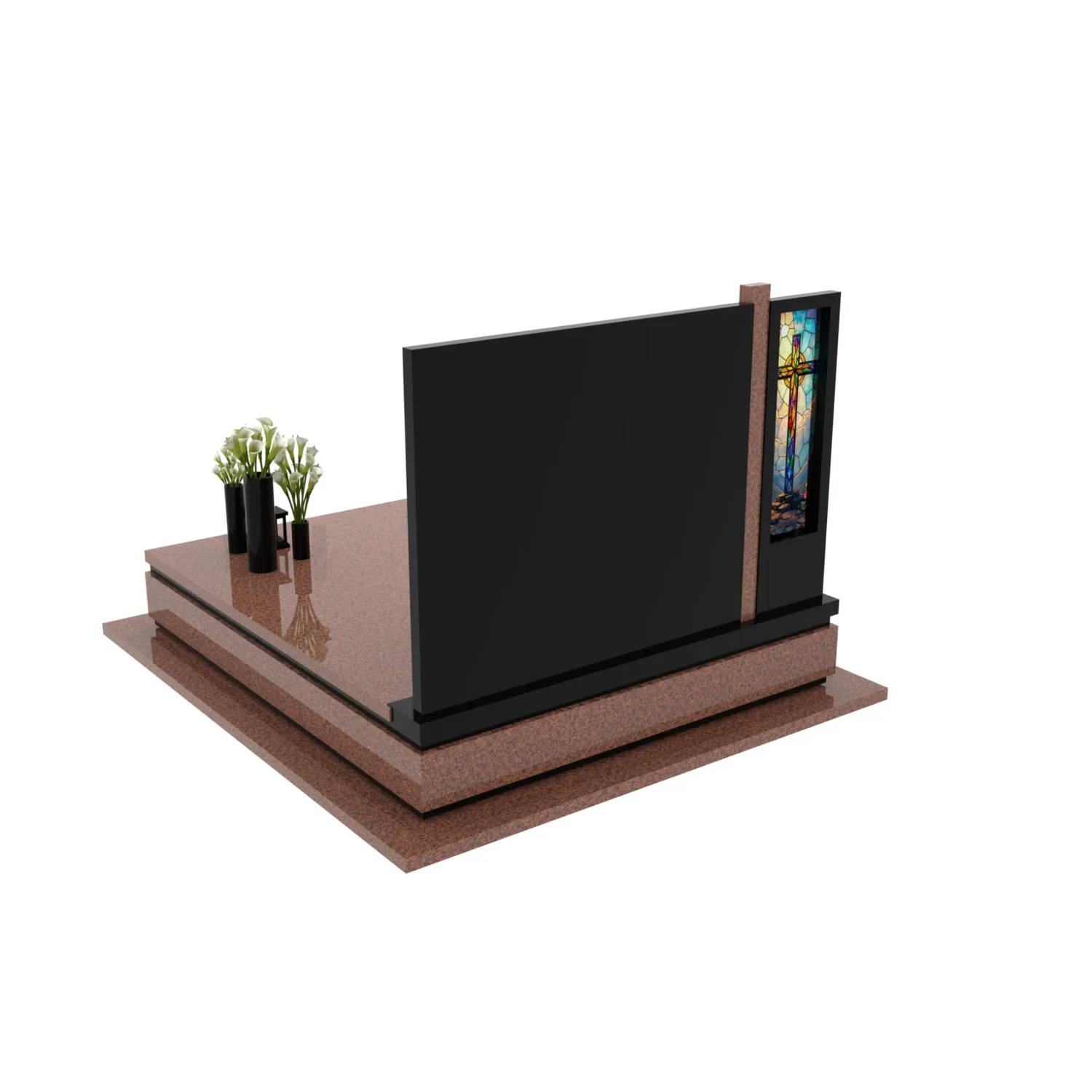 Nagrobek podwójny z witrażem krzyża KD 70+360 – photo №5