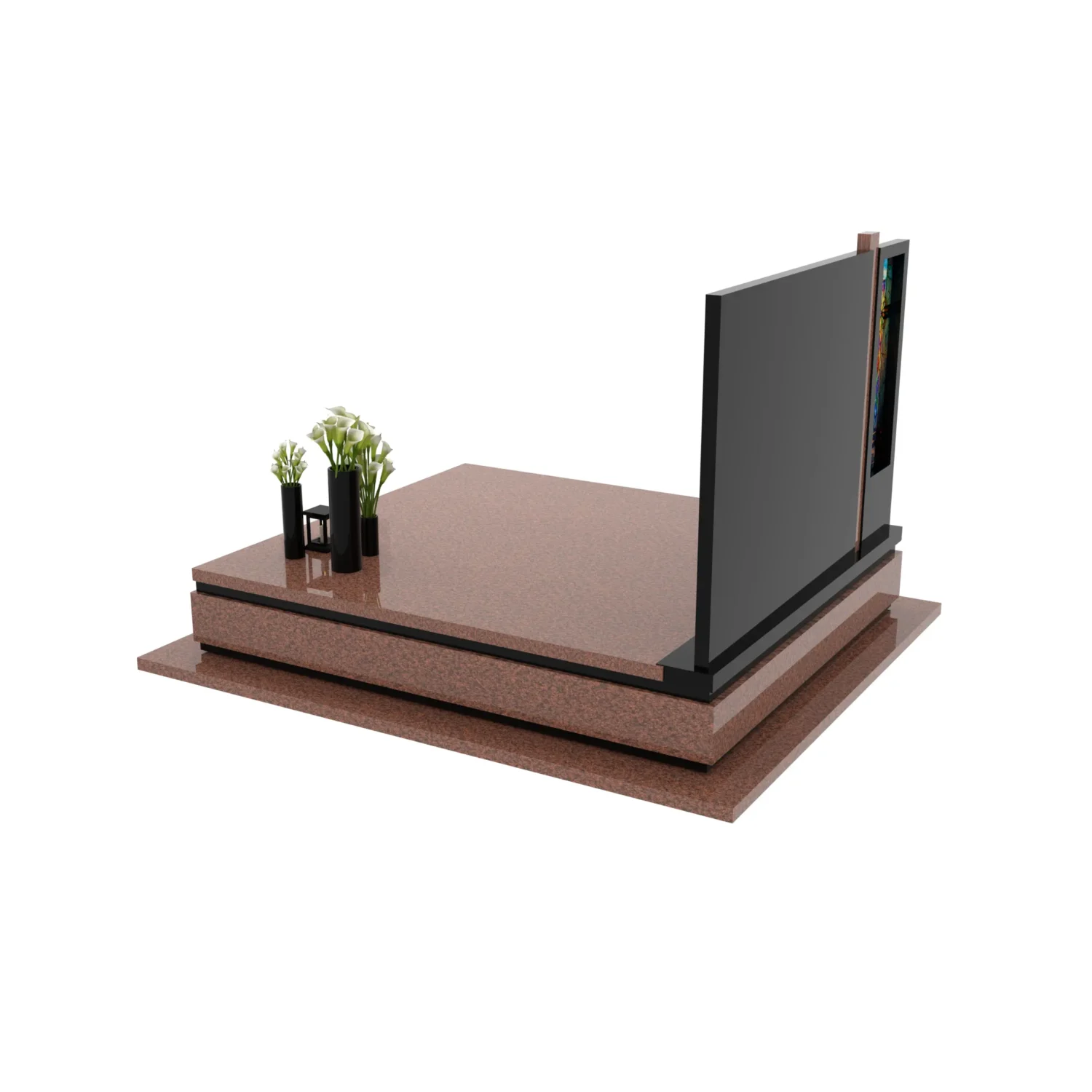 Nagrobek podwójny z witrażem krzyża KD 70+360 – photo №4