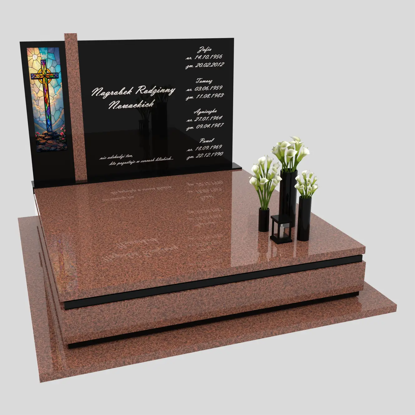 Nagrobek podwójny z witrażem krzyża KD 70 zdjęcie 29