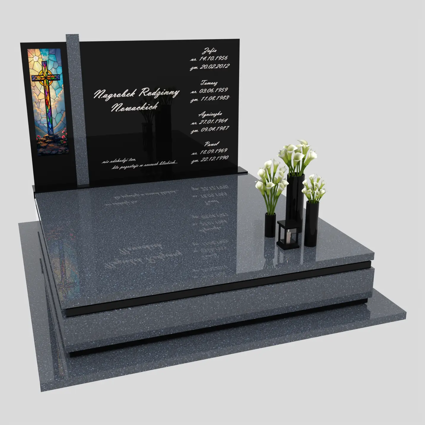Nagrobek podwójny z witrażem krzyża KD 70 zdjęcie 80