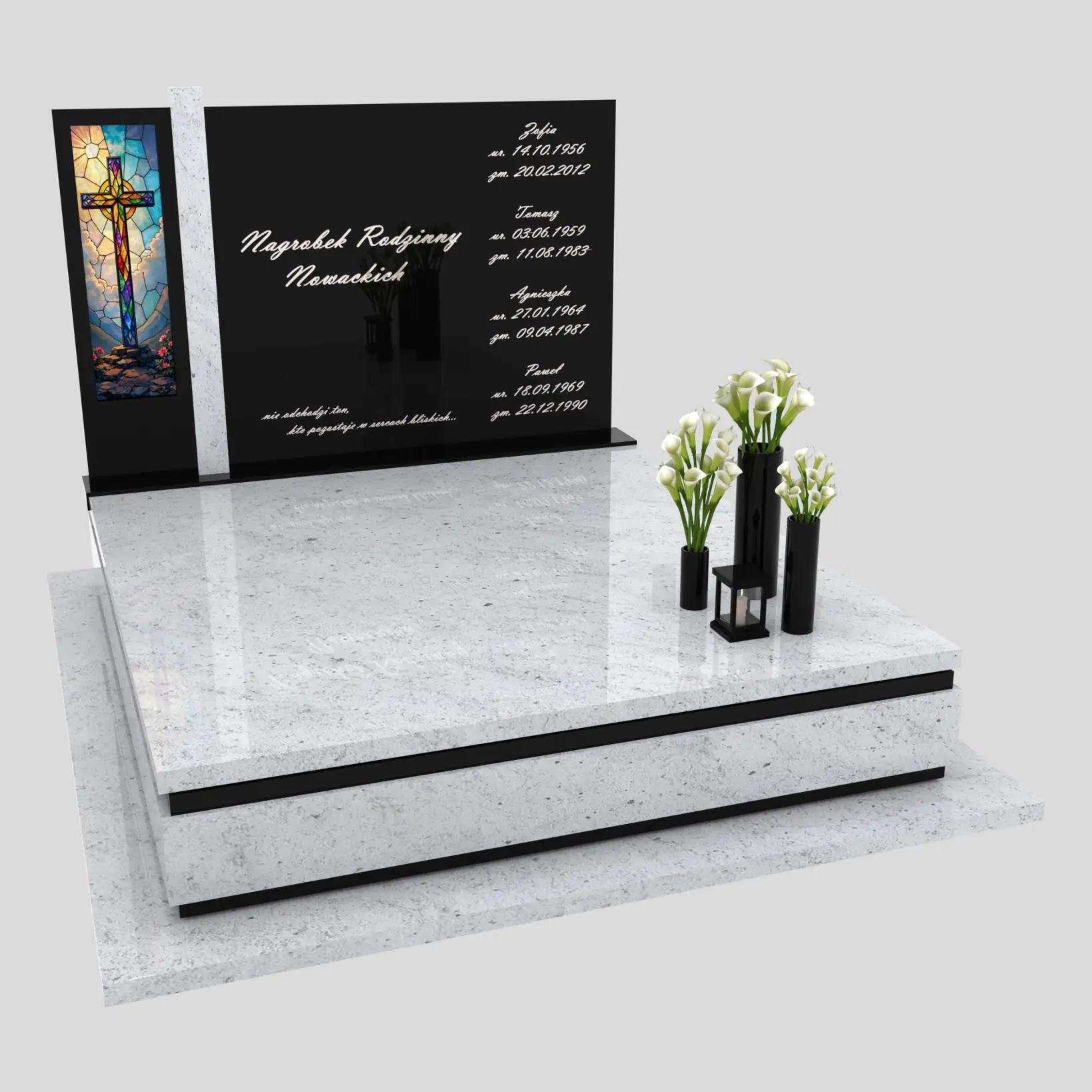 Nagrobek podwójny z witrażem krzyża KD 70 zdjęcie 81