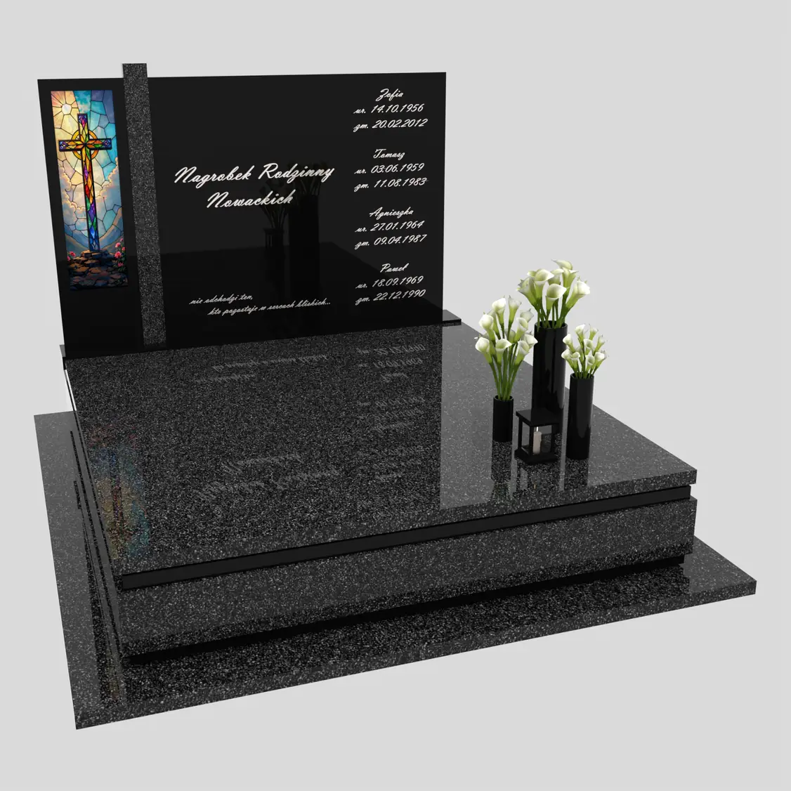 Nagrobek podwójny z witrażem krzyża KD 70 zdjęcie 82