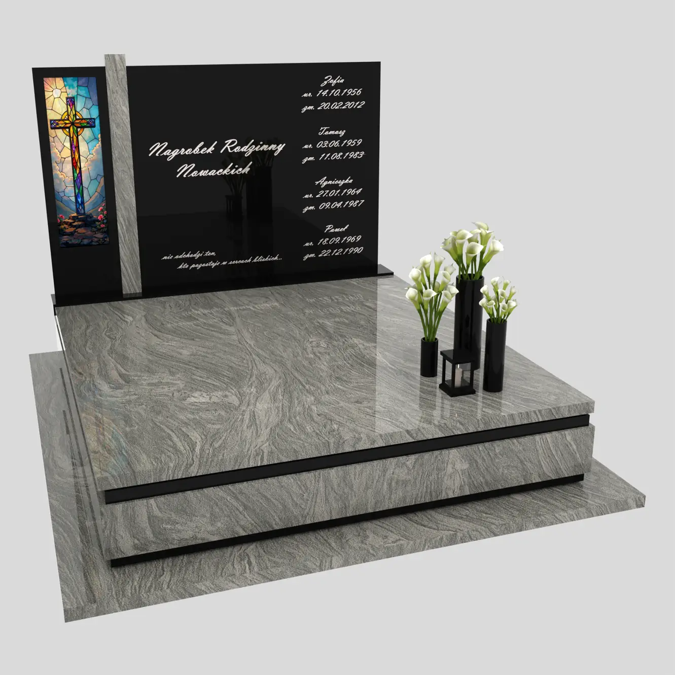 Nagrobek podwójny z witrażem krzyża KD 70 zdjęcie 83