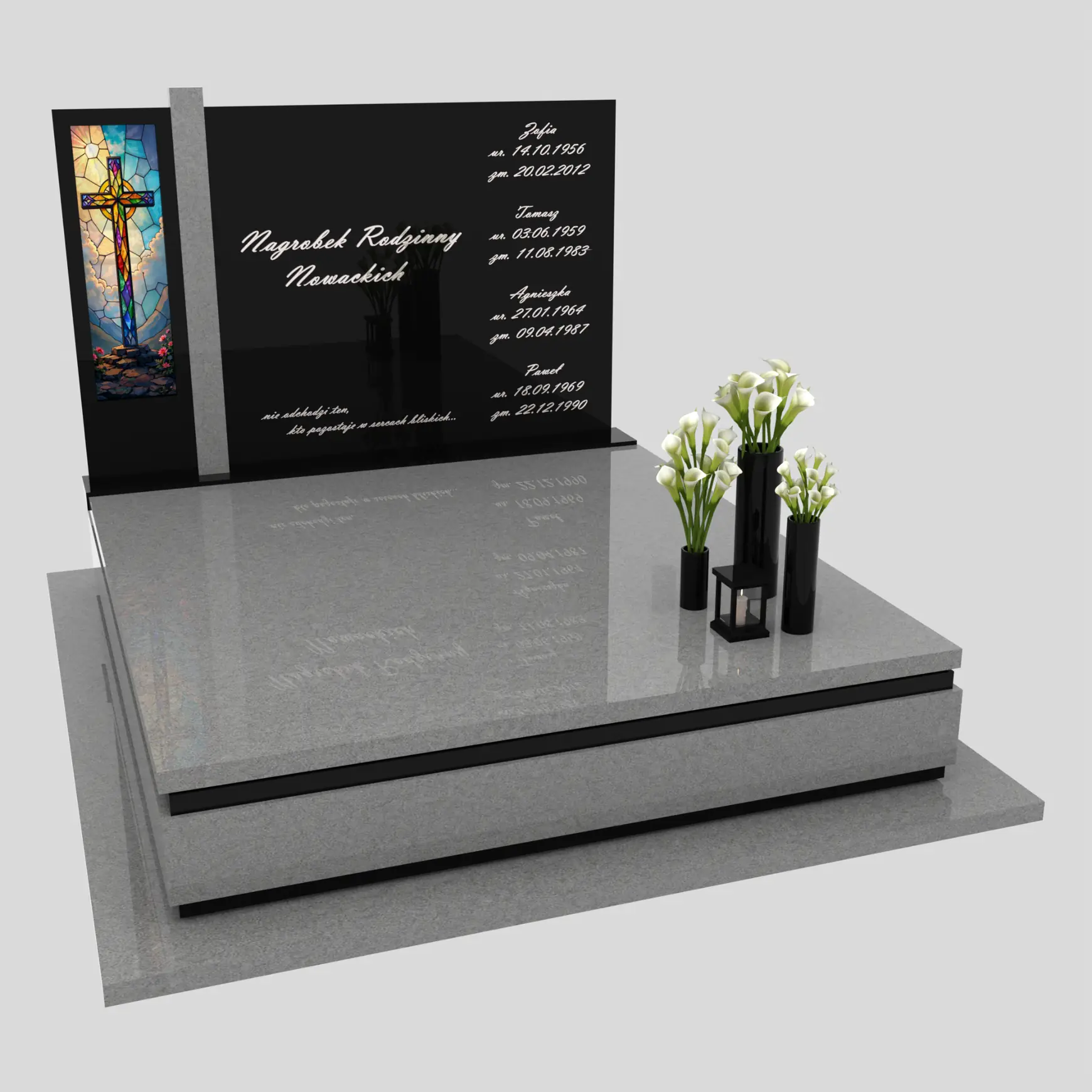 Nagrobek podwójny z witrażem krzyża KD 70 zdjęcie 84