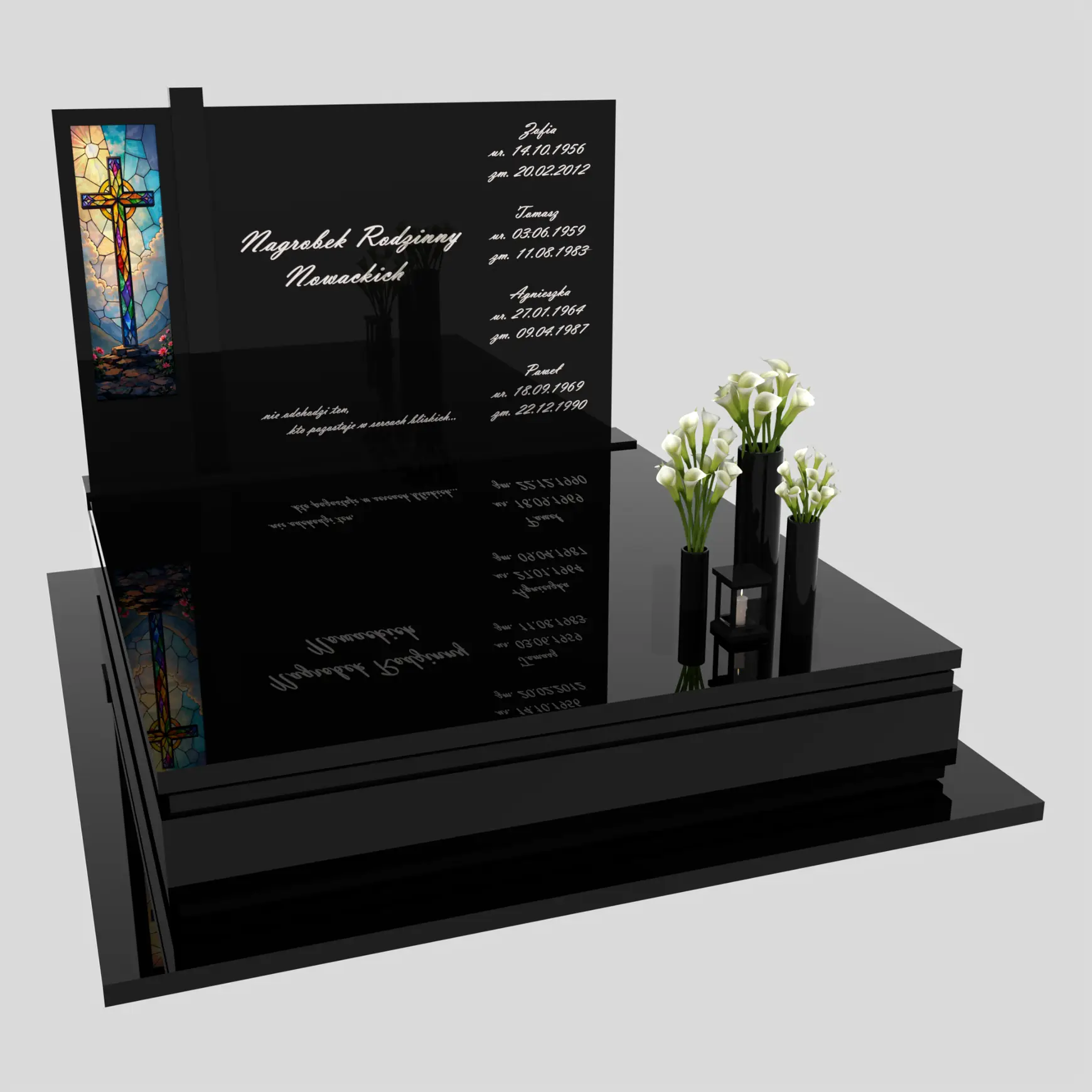 Nagrobek podwójny z witrażem krzyża KD 70 zdjęcie 85
