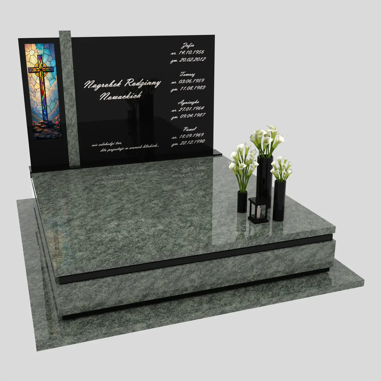 Nagrobek podwójny z witrażem krzyża KD 70 zdjęcie 86