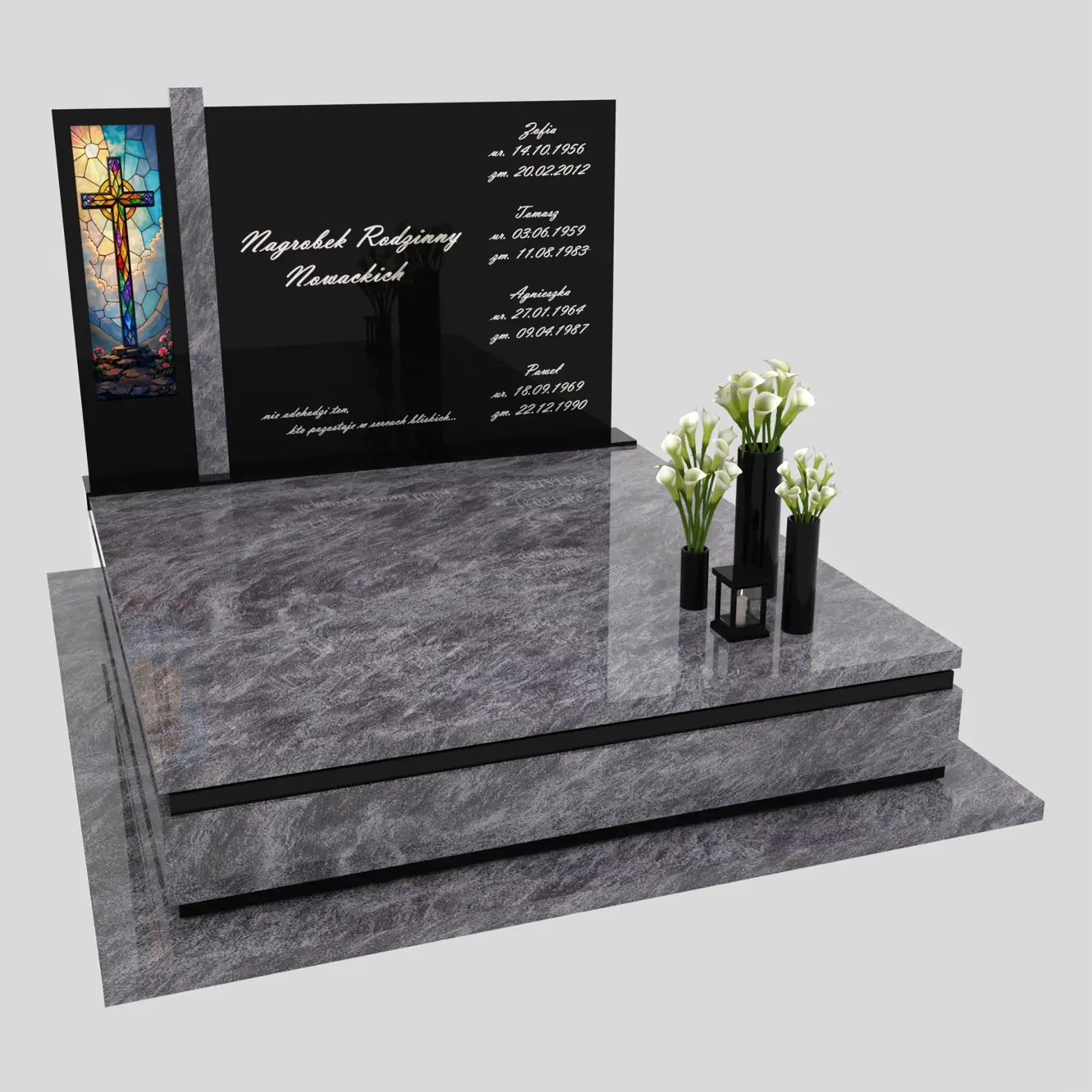 Nagrobek podwójny z witrażem krzyża KD 70 zdjęcie 87