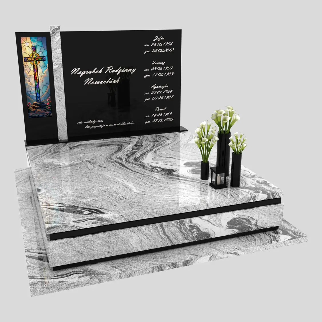 Nagrobek podwójny z witrażem krzyża KD 70 zdjęcie 89