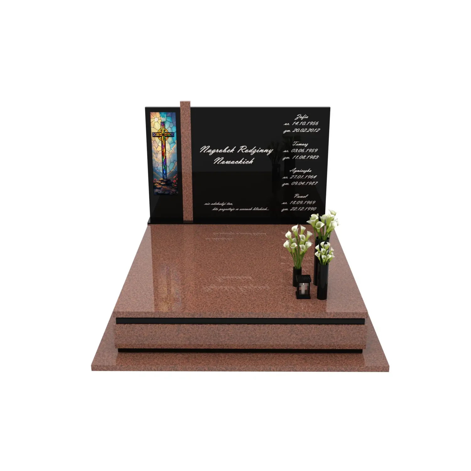Nagrobek podwójny z witrażem krzyża KD 70+360 – photo №12