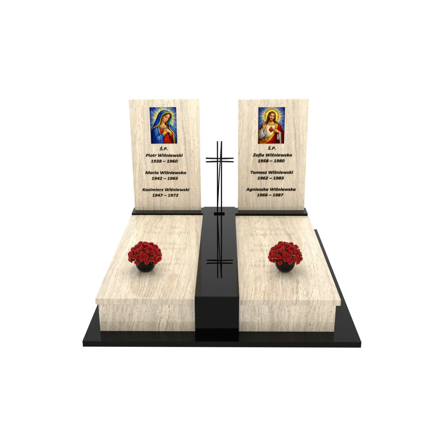 Nagrobek podwójny z witrażem Matki Boskiej oraz Jezusa KD 69+360 – photo №12