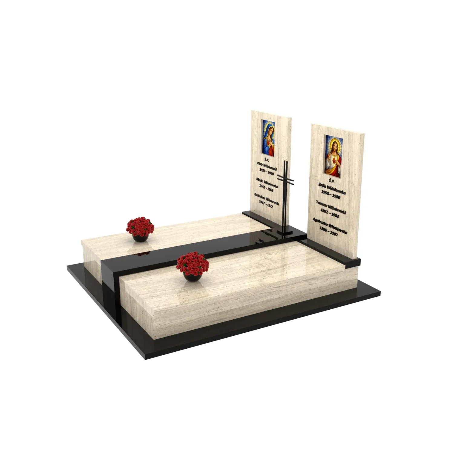 Nagrobek podwójny z witrażem Matki Boskiej oraz Jezusa KD 69+360 – photo №10