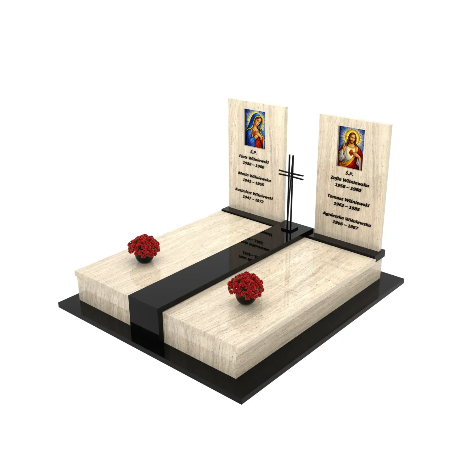 Nagrobek podwójny z witrażem Matki Boskiej oraz Jezusa KD 69+360 – photo №11