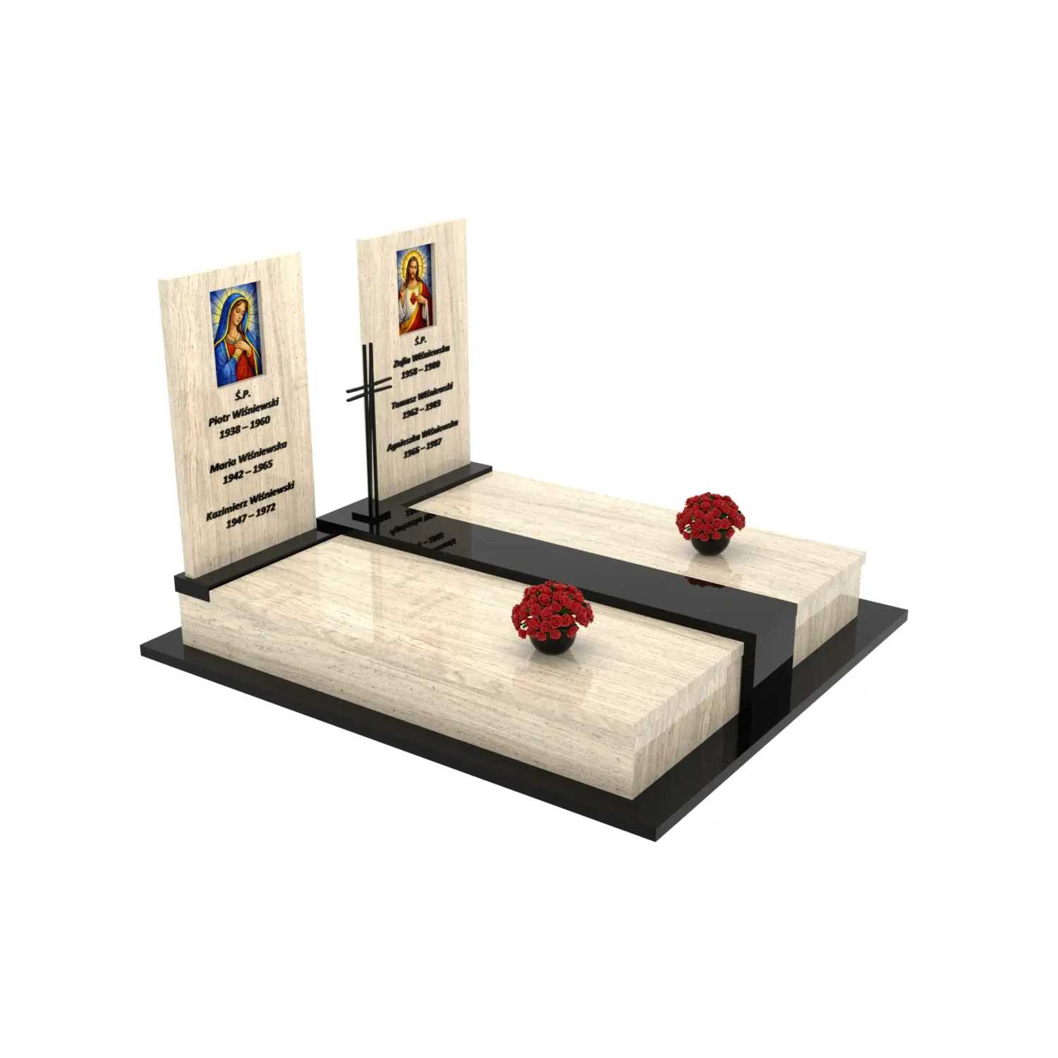 Nagrobek podwójny z witrażem Matki Boskiej oraz Jezusa KD 69+360 – photo №2