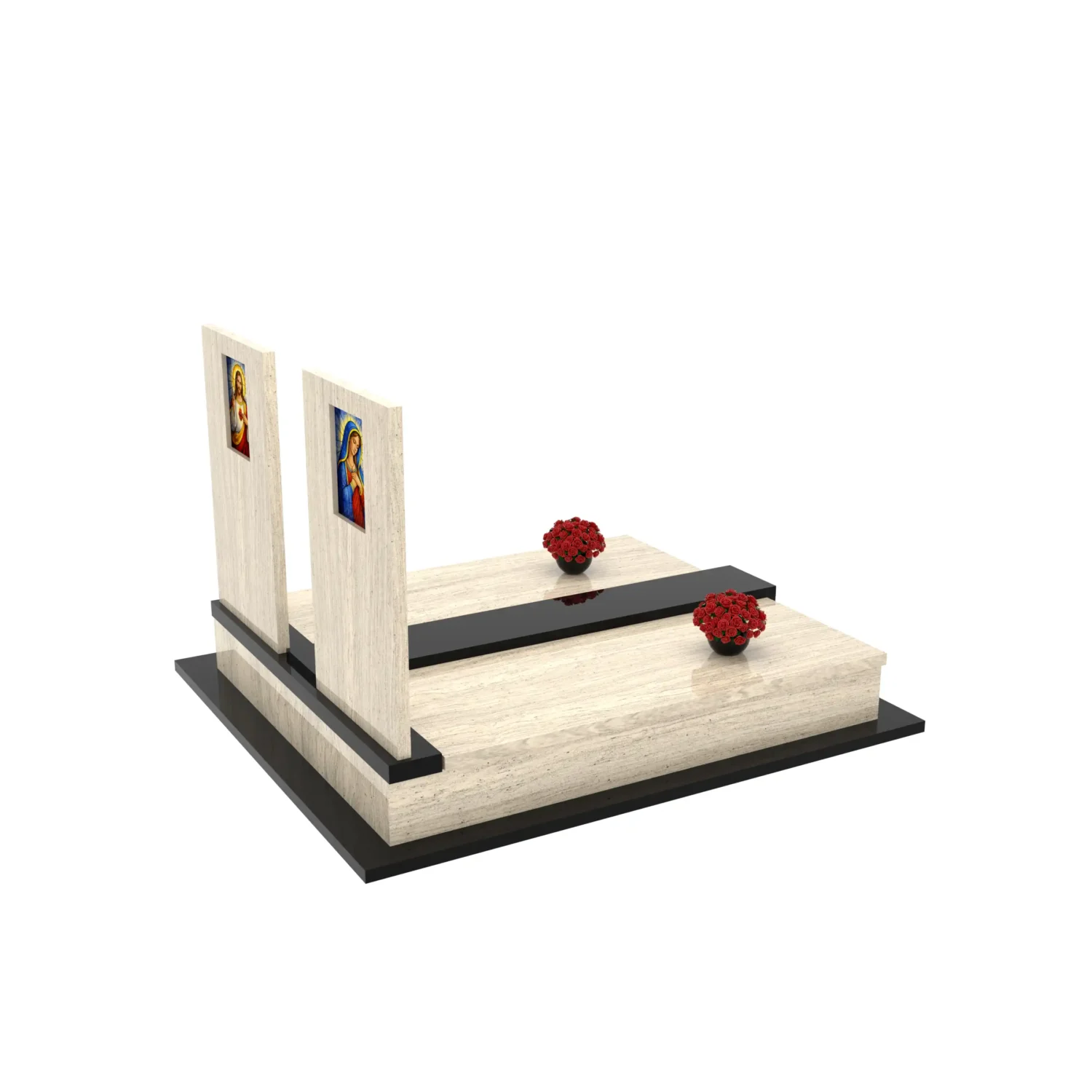 Nagrobek podwójny z witrażem Matki Boskiej oraz Jezusa KD 69+360 – photo №4