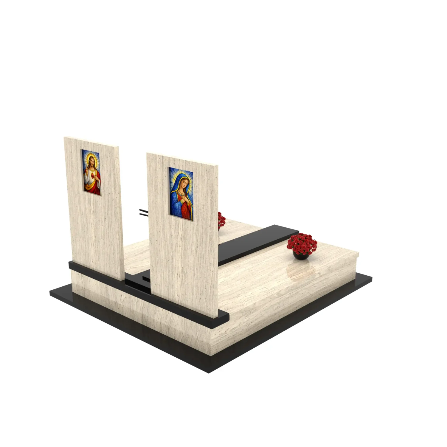 Nagrobek podwójny z witrażem Matki Boskiej oraz Jezusa KD 69+360 – photo №5