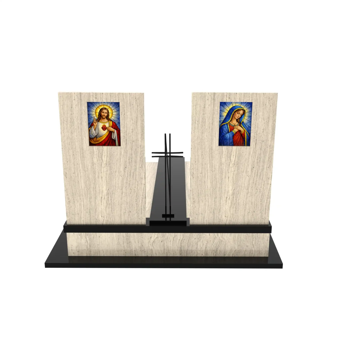 Nagrobek podwójny z witrażem Matki Boskiej oraz Jezusa KD 69+360 – photo №6