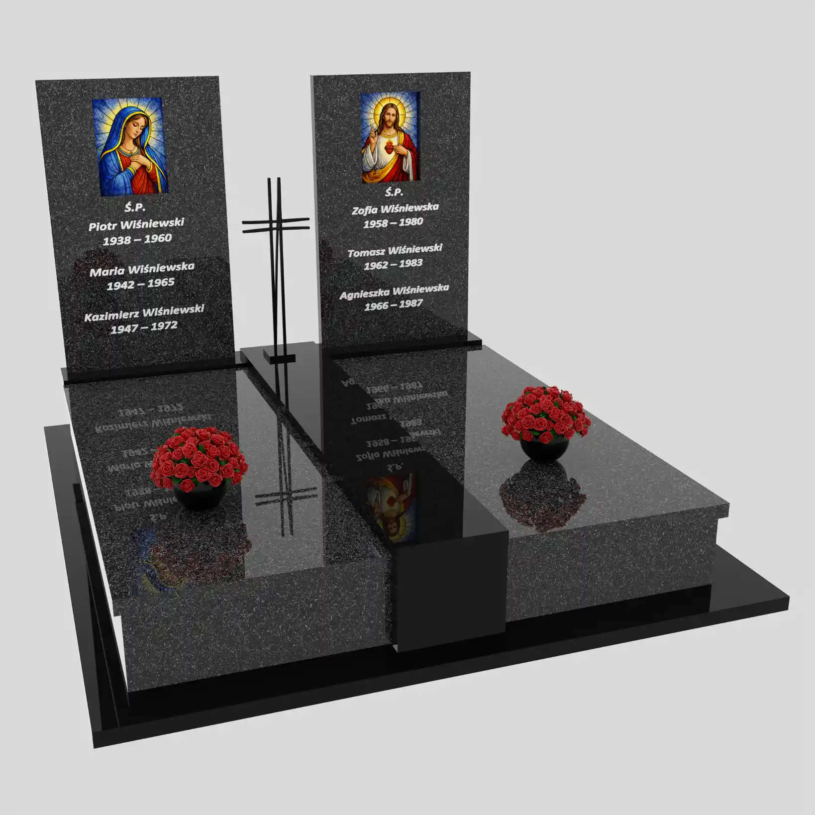 Nagrobek podwójny z witrażem Matki Boskiej oraz Jezusa KD 69 zdjęcie 83