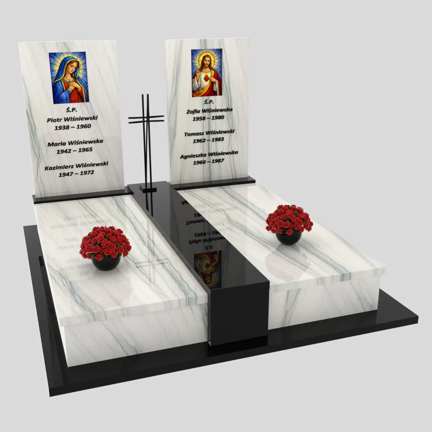 Nagrobek podwójny z witrażem Matki Boskiej oraz Jezusa KD 69 zdjęcie 82